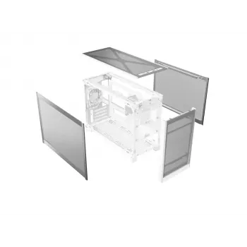 MONTECH TEN (W) mini torņa datora korpuss balts - Micro ATX / Mini-ITX, rūdīts stikls, ARGB