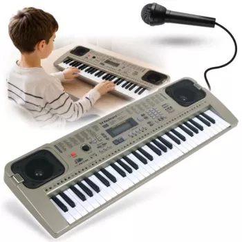 MQ 807 USB elektroniskā mācību tastatūra, 61 taustiņi, 16 toņi, 10 ritmi, pelēka