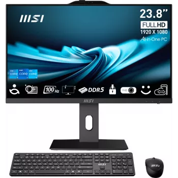 MSI PRO AP242P 14M-1096XEU All-in-One dators, 23,8 collu FHD IPS, Intel Core i7-14700, 16GB RAM, 1TB SSD, Wi-Fi 6E, bez OS, melns