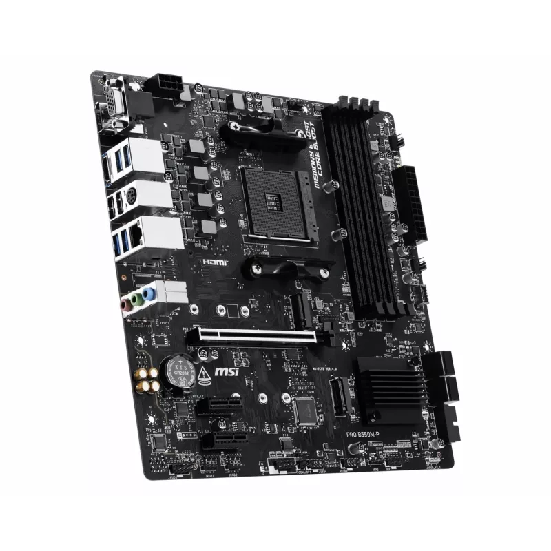 MSI PRO B550M-P mātesplate, AMD AM4, B550, Micro-ATX, 4x DDR4, 128GB Max, Dual M.2, Gigabit LAN