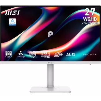 MSI PRO MAX 271QPHW E14 27 inch WQHD IPS 144Hz Plakanais Monitors Balts
