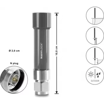 Navilock GNSS antena N savienotājs 18 dB aktīvā āra pelēka 10 cm (60738)