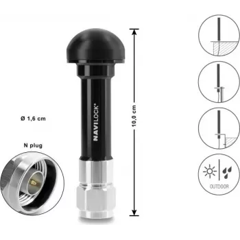 Navilock GNSS antena N savienotājs 28 dB aktīvā āra melna 10 cm (60763)