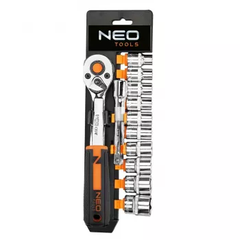 NEO Tools 10-020 219-daļīgs hroma-vanādija uzmavu komplekts ar 1/4 collu, 3/8 collu, 1/2 collu piedziņām, sprūdratslēgām, uzgaļiem, uzgriežņu atslēgām, sešstūra atslēgām
