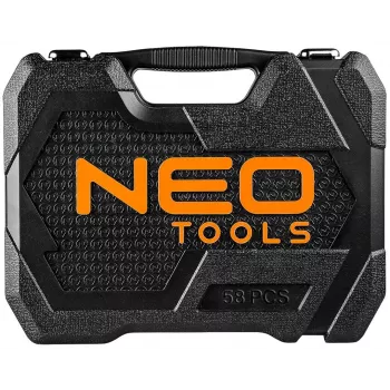 NEO Tools 10-042 1/4 collas piedziņas 46 detaļu galviņu komplekts ar uzgaļiem un piederumiem