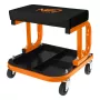 NEO TOOLS 11-604 Ritošais darbagalda krēsls ar instrumentu plauktu, pneimatiskā augstuma regulēšana 380-500 mm, 135 kg slodze, 5 grozāmie riteņi, eļļas izturīgs vinila sēdeklis