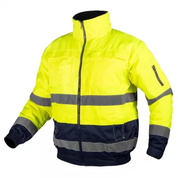 NEO TOOLS 3-in-1 augstas redzamības siltā darba jaka, dzeltena/tumši zila, izmērs XXL