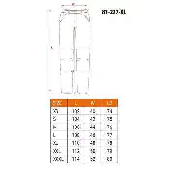 NEO Tools 81-227-XL aizsargājošas darba bikses, pelēkas/melnas, XL izmērs, 267 g/m² polikokvilna, pastiprināti ceļi, EN ISO 13688