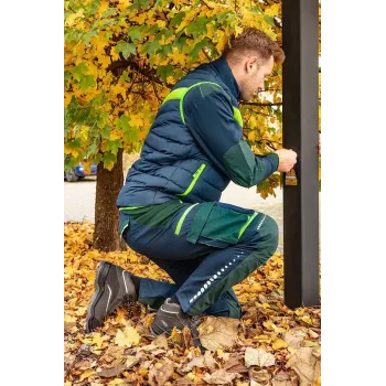 NEO Tools 81-534-XXXL Vīriešu darba bikses ar ceļgalu aizsargu kabatām, pelēkas/zaļas, 100% kokvilna, 270 g/m², trīskāršās šuves, CE sertificētas