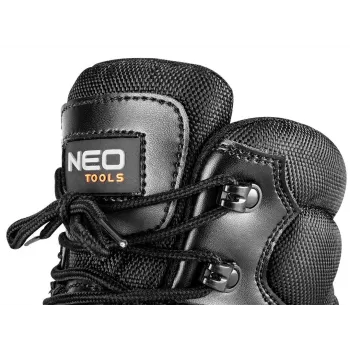 NEO Tools 82-175-45 S3 SRC augstas kvalitātes ādas drošības apavi, 45. izmērs, melni/pelēki