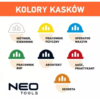 NEO TOOLS 97-210 Integrēta drošības ķivere ar sieta vizieri un ausu aizsargiem, oranža