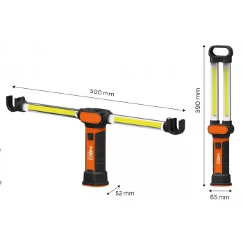 NEO TOOLS 99-066 uzlādējams COB LED darba lukturis ar magnētisko pamatni un grozāmo āķi, 300 lm