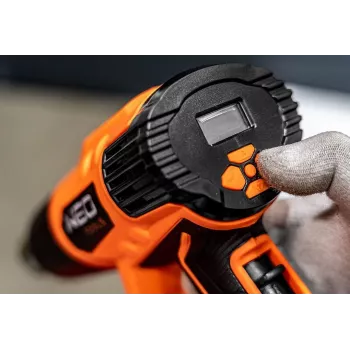 NEO TOOLS 04-710 karstā gaisa pistole 2000W ar LCD displeju, 50°C un 70-600°C, 4 sprauslas, skrāpis, pārnēsāšanas soma