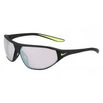 NIKE AEROSWIFTEDQ0 Unisex Sport Saulesbrilles - Matēti Melnas, Pelēka Tonējums, 65 mm Lēca