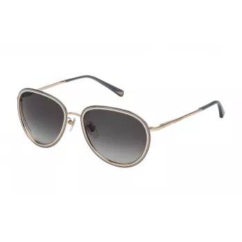 NINA RICCI Sieviešu kaķacsveida saulesbrilles SNR057570361 - Melns acetāta rāmis, pelēki gradienta stikli
