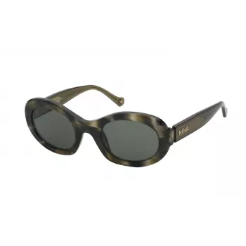 NINA RICCI Sieviešu saulesbrilles SNR321520P66 Havana Brūns Acetāta Rāmis Gradienta Pelēkas Lēcas 52mm