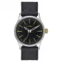 NIXON A377-2222-00 Vīriešu 38mm Nerūsējošā tērauda pulkstenis ar melnu ciparnīcu un seglu ādas siksniņu
