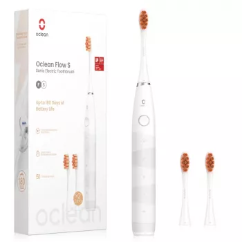 OCLEAN Flow S White Sonic Electric Toothbrush, 38,000 VPM, 5 Modes, USB-C, IPX7, 180 Days Battery