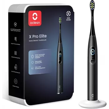 Oclean X Pro Elite skaņas elektriskā zobu birste – 42 000 VPM, Bluetooth 5.0, AI viedā analīze, IPX7 ūdensizturīga, melna