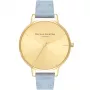 Olivia Burton Sieviešu Lielā Ciparnīca Pulkstenis OB16BD111 - 38 mm Rožu Zelta Toņa Nerūsējošā Tērauda Korpuss, Pelēka Ādas Siksniņa