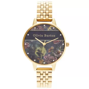 Olivia Burton Sieviešu pulkstenis Celestial OB16VS01 34mm rozā zelta PVD nerūsējošā tērauda korpuss, melna ādas siksniņa