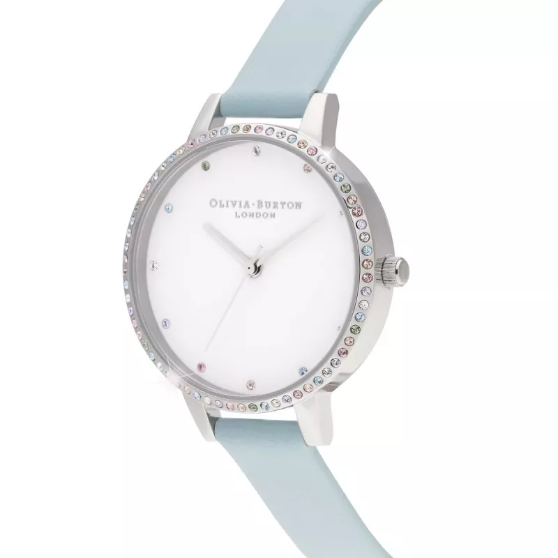 Olivia Burton Women's Rainbow Bee Watch OB16RB19 - 34mm Rose Gold & Grey Leather