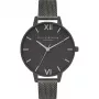 Olivia Burton Women's Sparkle Bee Watch OB16GD49 - 34mm kvarca, balts ciparnīca, pelēks ādas siksniņa