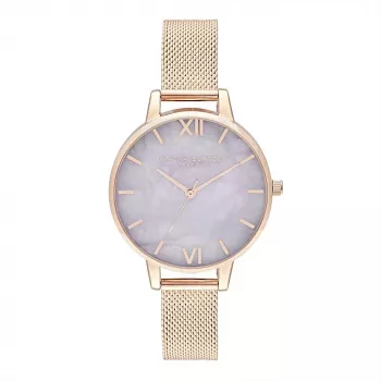 Olivia Burton Sieviešu Sparkle Bee pulkstenis OB16SP16 - 34 mm sudraba ciparnīca, pelēks ādas siksniņš