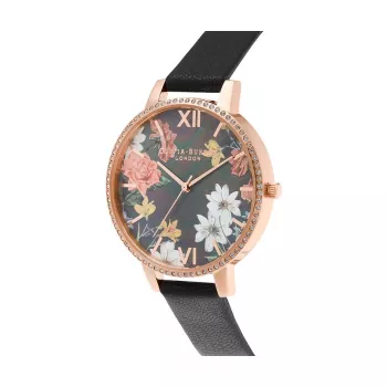 OLIVIA BURTON Sieviešu pulkstenis OB16BF31 38mm Roze zelts Nerūsējošais tērauds Pelēka āda