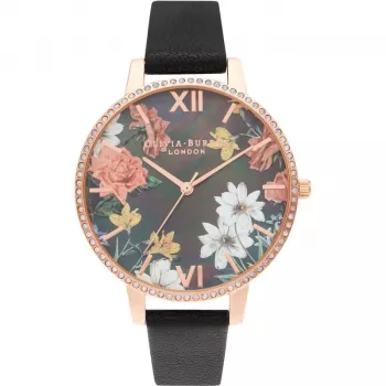 OLIVIA BURTON Sieviešu pulkstenis OB16BF31 38mm Roze zelts Nerūsējošais tērauds Pelēka āda