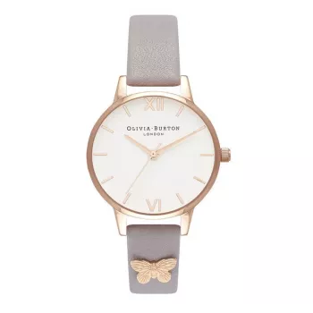 Olivia Burton sieviešu pulkstenis OB16MDW39 30mm nerūsējošais tērauds āda pelēks