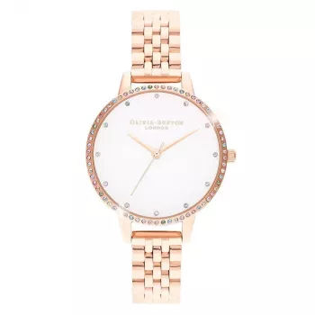 OLIVIA BURTON Sieviešu Pulkstenis OB16RB21 34mm Rozā Zelts Nerūsējošais Tērauds Pelēka Āda