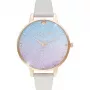 OLIVIA BURTON Sieviešu pulkstenis OB16US47 38 mm Roze zelts Pelēka āda