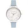 OLIVIA BURTON Women's Wishing Watch OB16AR04 - 34mm Stainless Steel Case, Grey Leather Strap, White/Silver Dial with Celestial Motif