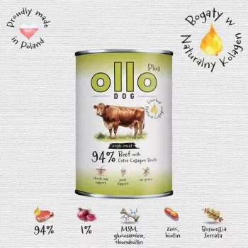 OLLO Plus Collagen Mono Beef Wet Dog Food 800g