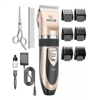 Oneisall P2 Pet Trimmer / Clippers + Scissors + Comb Set (Gold)