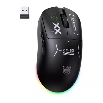 ONIKUMA DM03 RGB spēļu pele – vadu optiskā 6400 DPI, 7 programmējamas pogas, labroču ergonomisks dizains, melna