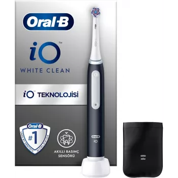Oral-B iO White Clean elektriskā zobu birste, melna/balta ar ceļojuma maciņu
