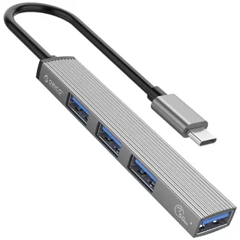 ORICO AH-13-GY-EP-HW USB-C Hubs ar 5Gbps USB-A 3.0 un 3x USB-A 2.0, Alumīnijs, Sudrabs