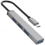 ORICO AH-13-GY-EP-HW USB-C Hubs ar 5Gbps USB-A 3.0 un 3x USB-A 2.0, Alumīnijs, Sudrabs