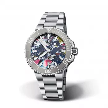 ORIS Aquis Date Calibre 400 Automātiskais pulkstenis ar zilu ciparnīcu, nerūsējošā tērauda aproce 41,50 mm 7766-4150-Set