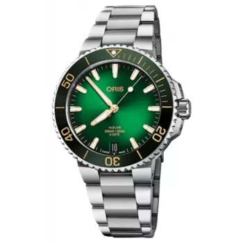 ORIS Aquis Date Calibre 400 Vīriešu Automātiskais Pulkstenis 41,50 mm Zaļš Ciparnīca Nerūsējošā Tērauda Rokasaproke 41270782209PE