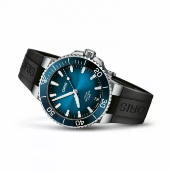 ORIS Men's Dive Watch 41350742274FC 41,50mm Automatic Blue Dial Blue Rubber Strap