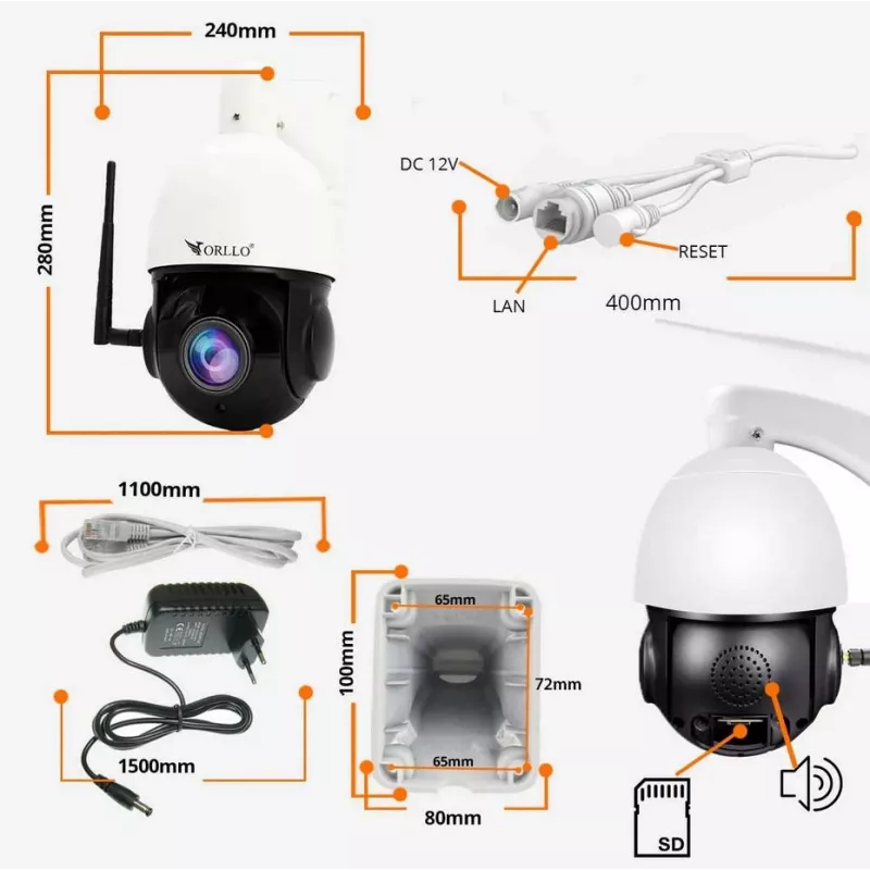 ORLLO Z10 āra PTZ IP WiFi kamera 4MP ar 18x tālummaiņu