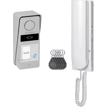 ORNO OR-DOM-RD-937/W analogā durvju telefona komplekts, 1 iekšējā vienība, 1 ārējais panelis, balts/sudrabs
