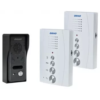 ORNO OR-DOM-RE-920/W Brīvroku audio domofonu sistēma ar 2 iekštelpu blokiem, balta