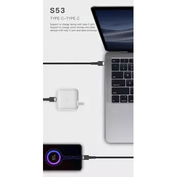 ORSEN S53 USB-C to USB-C kabelis 3A 1m Zils