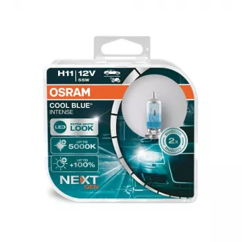 Osram Cool Blue Intense NextGen H11 Halogēna Priekšējais Lukturis Spuldze (Dubultais iepakojums, 12V 55W, PGJ19-2, Līdz 5000K, ECE)