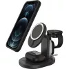 OtterBox 3-in-1 MagSafe bezvadu uzlādes stacija - Radiant Night (melna) - 7,5W iPhone, AirPods, Apple Watch