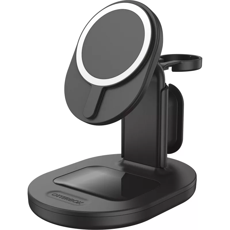 OtterBox 3-in-1 MagSafe bezvadu uzlādes stacija - Radiant Night (melna) - 7,5W iPhone, AirPods, Apple Watch